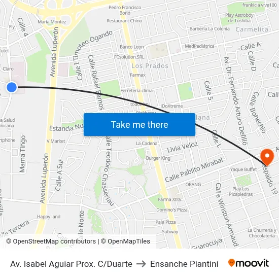 Av. Isabel Aguiar Prox. C/Duarte to Ensanche Piantini map