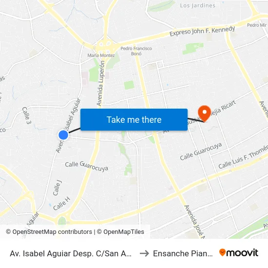 Av. Isabel Aguiar Desp. C/San Anton to Ensanche Piantini map