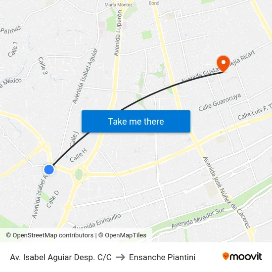 Av. Isabel Aguiar Desp. C/C to Ensanche Piantini map
