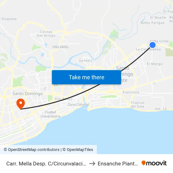 Carr. Mella Desp. C/Circunvalacion to Ensanche Piantini map