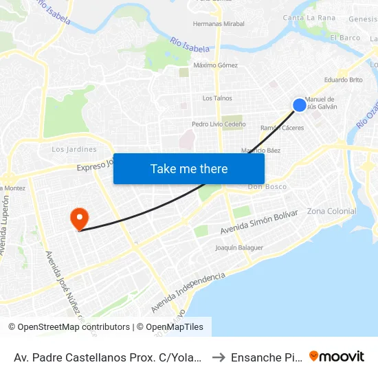 Av. Padre Castellanos Prox. C/Yolanda Guzman to Ensanche Piantini map