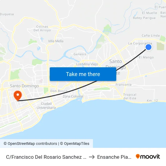 C/Francisco Del Rosario Sanchez Oeste to Ensanche Piantini map