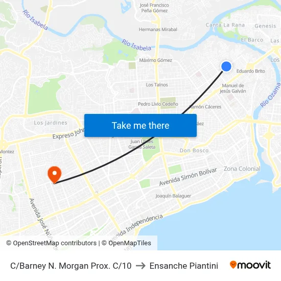 C/Barney N. Morgan Prox. C/10 to Ensanche Piantini map