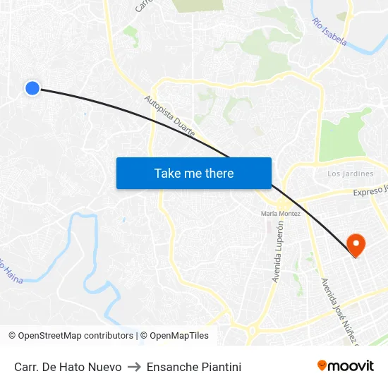 Carr. De Hato Nuevo to Ensanche Piantini map