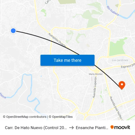 Carr. De Hato Nuevo (Control 20b) to Ensanche Piantini map
