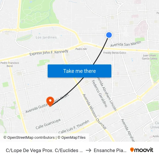 C/Lope De Vega Prox. C/Euclides Morillo to Ensanche Piantini map