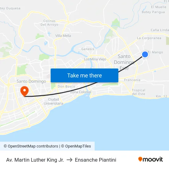 Av. Martin Luther King Jr. to Ensanche Piantini map