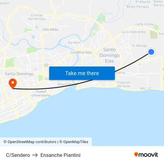 C/Sendero to Ensanche Piantini map