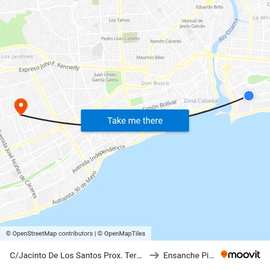 C/Jacinto De Los Santos Prox. Terminal Esso to Ensanche Piantini map