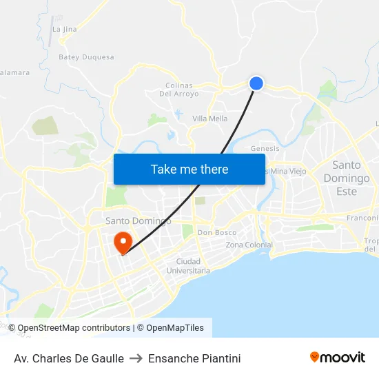 Av. Charles De Gaulle to Ensanche Piantini map