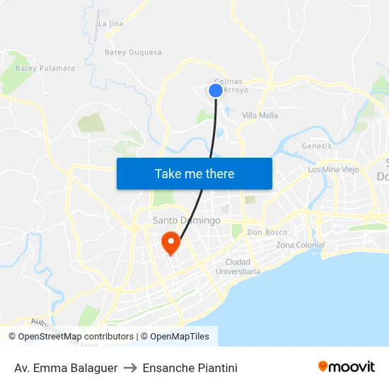 Av. Emma Balaguer to Ensanche Piantini map