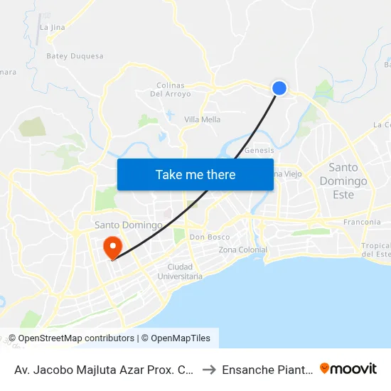 Av. Jacobo Majluta Azar Prox. C/15 to Ensanche Piantini map