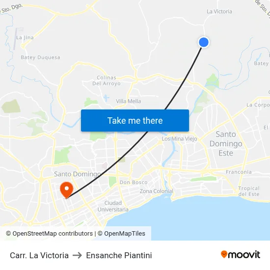 Carr. La Victoria to Ensanche Piantini map