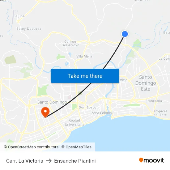 Carr. La Victoria to Ensanche Piantini map