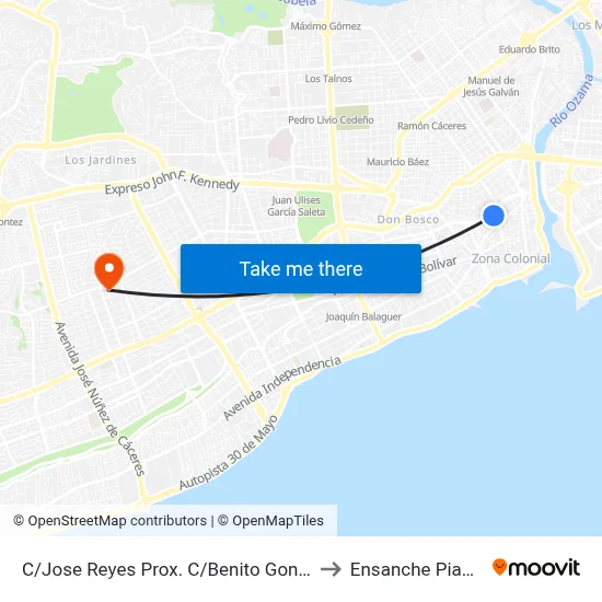 C/Jose Reyes Prox. C/Benito Gonzalez to Ensanche Piantini map
