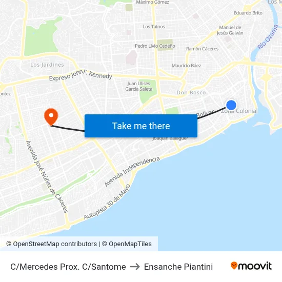 C/Mercedes Prox. C/Santome to Ensanche Piantini map