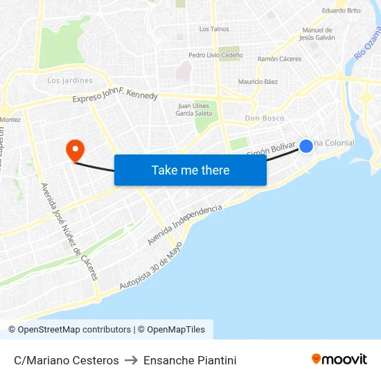 C/Mariano Cesteros to Ensanche Piantini map