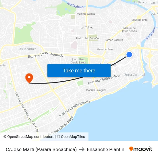 C/Jose Marti  (Parara Bocachica) to Ensanche Piantini map