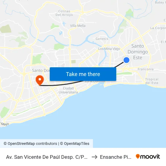 Av. San Vicente De Paúl Desp. C/Puerto Rico to Ensanche Piantini map