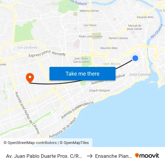 Av. Juan Pablo Duarte Prox. C/Ravelo to Ensanche Piantini map