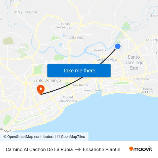 Camino Al Cachon De La Rubia to Ensanche Piantini map