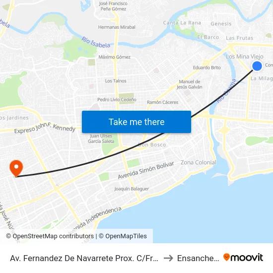 Av. Fernandez De Navarrete Prox. C/Francisco Segura Sandoval to Ensanche Piantini map