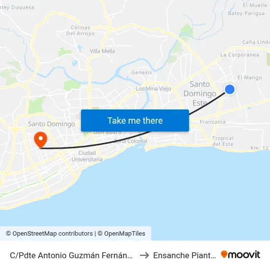 C/Pdte Antonio Guzmán Fernández to Ensanche Piantini map