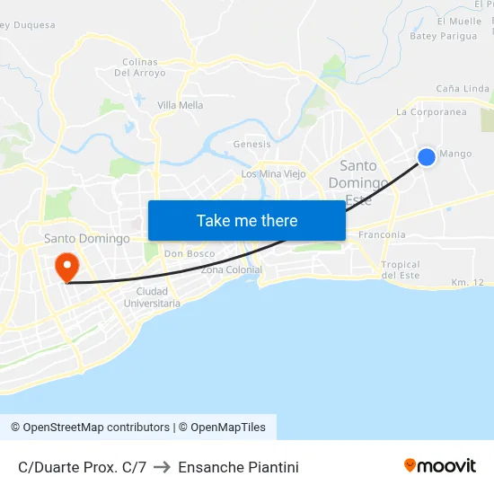 C/Duarte Prox. C/7 to Ensanche Piantini map