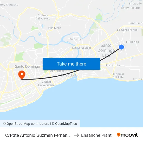 C/Pdte Antonio Guzmán Fernández to Ensanche Piantini map