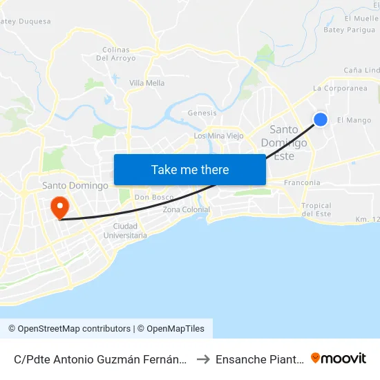 C/Pdte Antonio Guzmán Fernández to Ensanche Piantini map