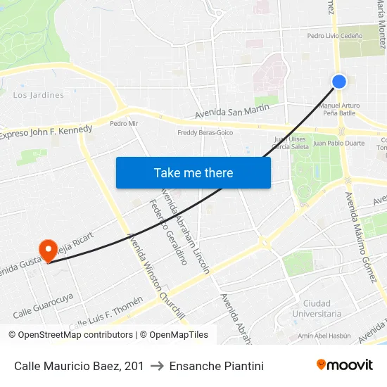 Calle Mauricio Baez, 201 to Ensanche Piantini map