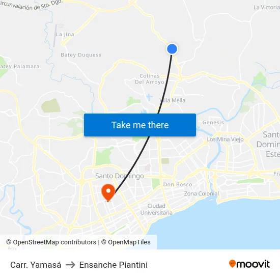 Carr. Yamasá to Ensanche Piantini map