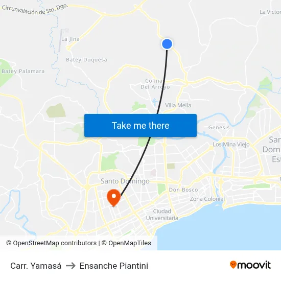 Carr. Yamasá to Ensanche Piantini map