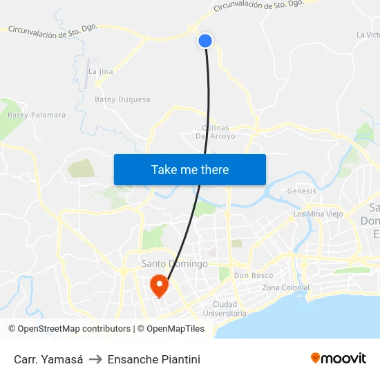 Carr. Yamasá to Ensanche Piantini map