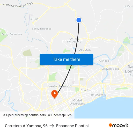 Carretera A Yamasa, 96 to Ensanche Piantini map
