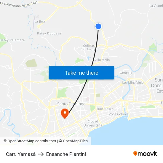 Carr. Yamasá to Ensanche Piantini map