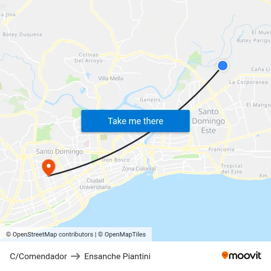 C/Comendador to Ensanche Piantini map
