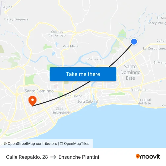 Calle Respaldo, 28 to Ensanche Piantini map