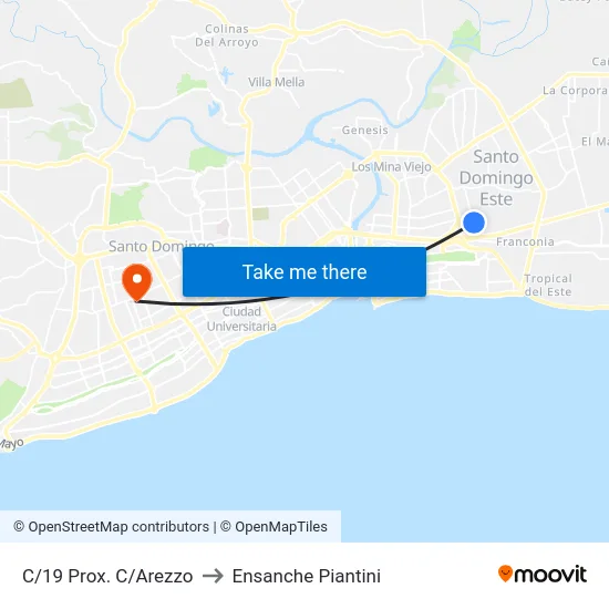 C/19 Prox. C/Arezzo to Ensanche Piantini map