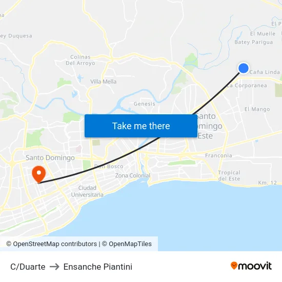 C/Duarte to Ensanche Piantini map
