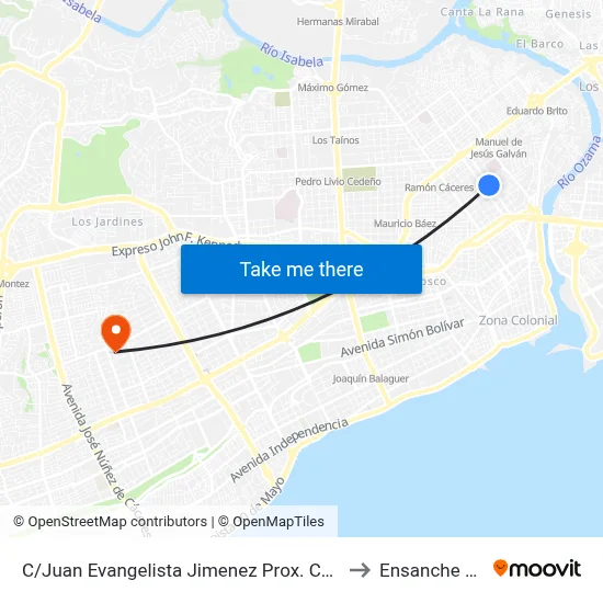 C/Juan Evangelista Jimenez Prox. C/Yolanda Guzman to Ensanche Piantini map