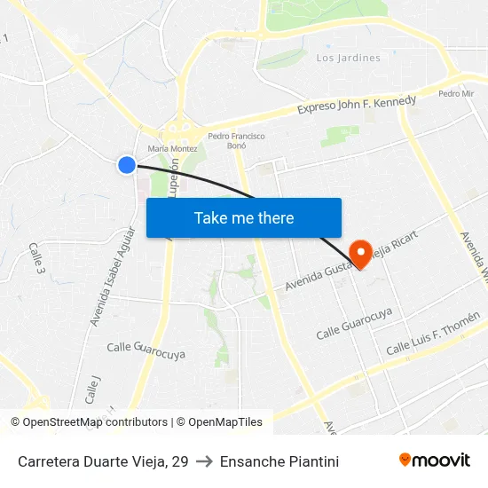 Carretera Duarte Vieja, 29 to Ensanche Piantini map