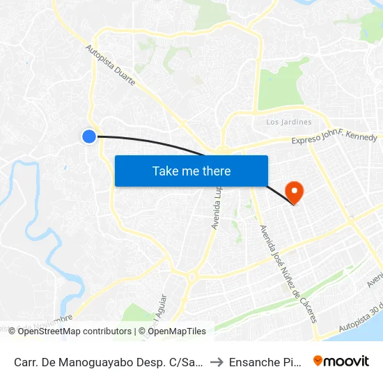 Carr. De Manoguayabo Desp. C/San Miguel to Ensanche Piantini map