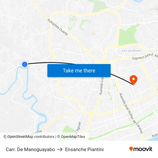 Carr. De Manoguayabo to Ensanche Piantini map