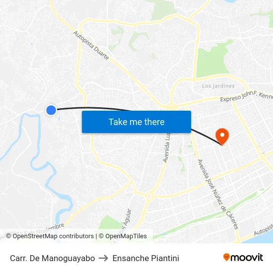 Carr. De Manoguayabo to Ensanche Piantini map