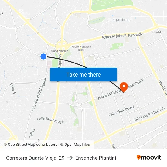 Carretera Duarte Vieja, 29 to Ensanche Piantini map