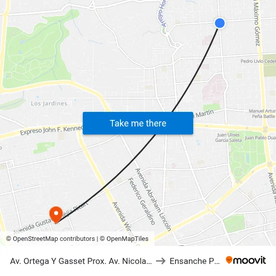 Av. Ortega Y Gasset Prox. Av. Nicolas De Ovando to Ensanche Piantini map