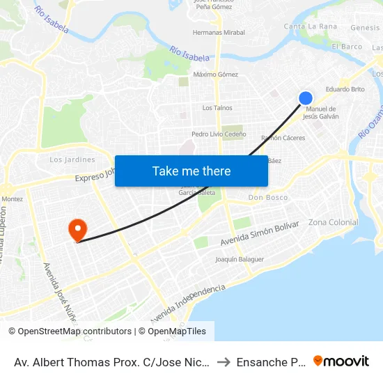 Av. Albert Thomas Prox. C/Jose Nicolas Casimiro to Ensanche Piantini map