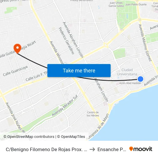 C/Benigno Filomeno De Rojas Prox. C/Padre Pina to Ensanche Piantini map
