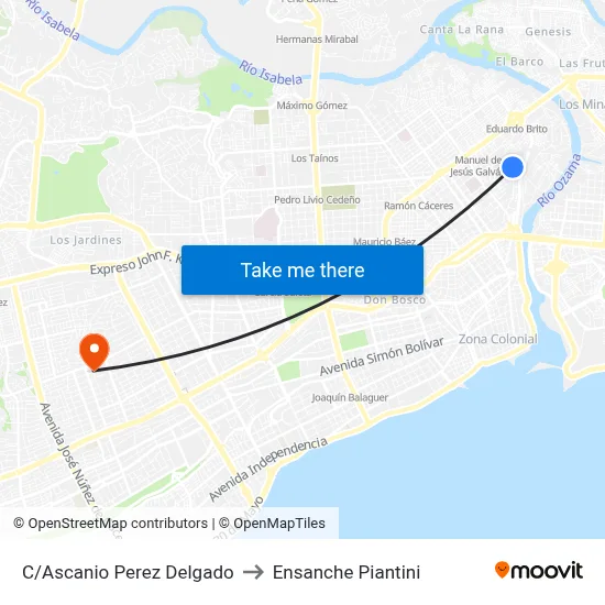 C/Ascanio Perez Delgado to Ensanche Piantini map